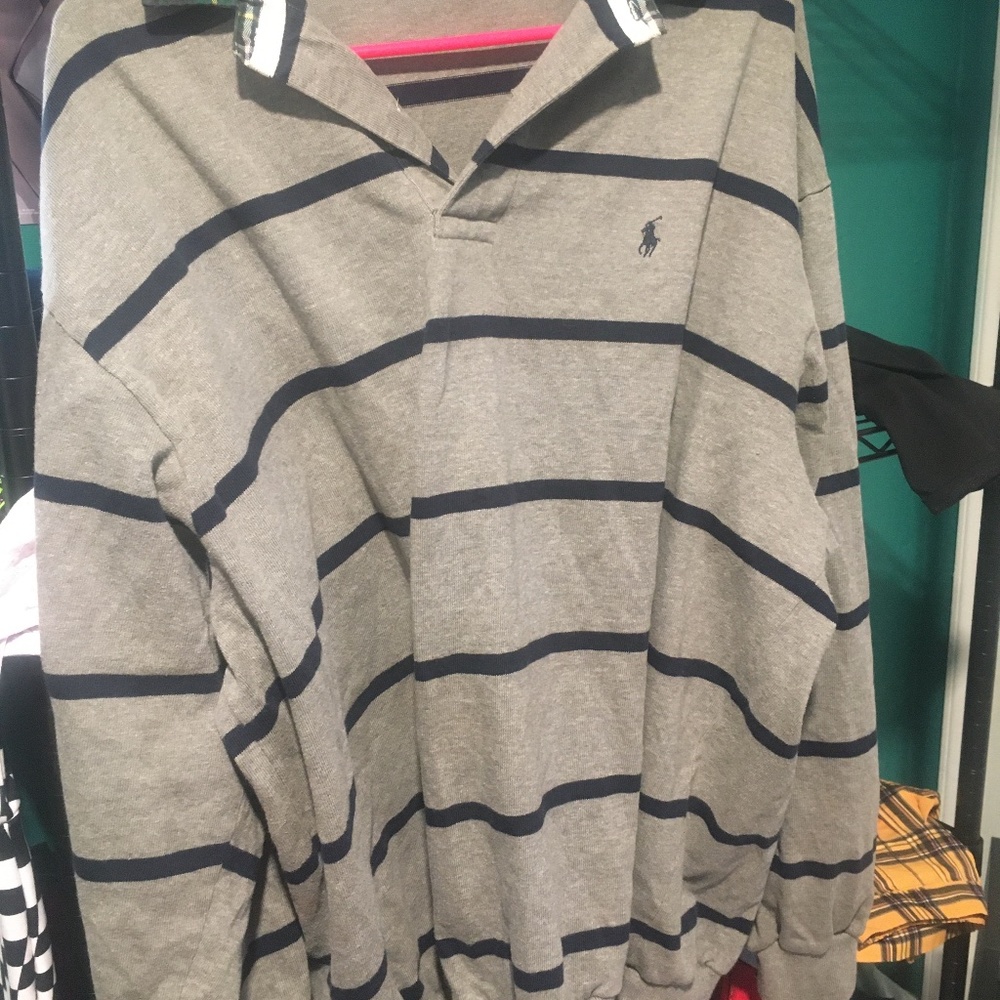Grey long sleeve polo
